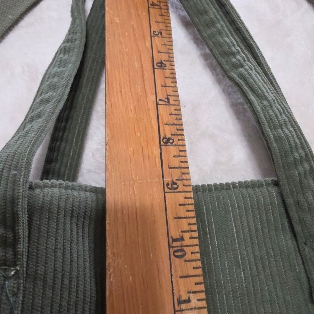 Unbranded Green Corduroy Bag Tote Laptop Bag Pockets Straps Crossbody Zip Pocket - Picture 9 of 9